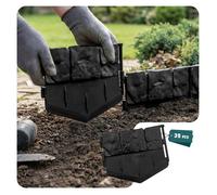 VOUNOT® Bordure de Jardin Imitation Pierre 5.35m en Plastique Ultra Résistant sans Tranchées à Creuser Clôture Gazon Décorative Facile à Installer pour Allée Pelouse Parterre Lot de 35pcs Noir