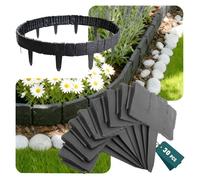 VOUNOT® Bordure de Jardin 7.5m Imitation Pierre en PP Durable Clôture Gazon Décorative Facile à Installer pour Allée Pelouse Parterre Lot de 30pcs Gris