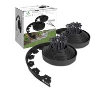 VOUNOT Bordure de pelouse en plastique avec 60 ancrages au sol, bande flexible de 20 m pour pelouse, chemins, gravier ou parterres de fleurs, bordure paysagère résistante aux intempéries, 5 cm de haut