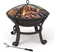 VOUNOT® Brasero extérieur Ø55 cm - acier - avec grille tisonnier et couvercle - chauffage à charbon de bois