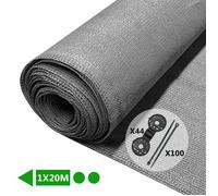 vounot® Brise Vue Occultant en HDPE avec Attaches et Clips de Fixation Protection Rayons UV Résistant aux Déchirures et au Vent Protection pour Jardin Balcon 150g/m² 1x20m Gris