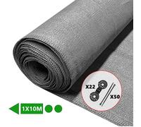 VOUNOT® Brise Vue Occultant en HDPE 90g/m² avec Attaches et Clips de Fixation Protection Rayons UV Résistant aux Déchirures et au Vent Protection pour Jardin Balcon 1x10m Gris