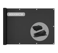 VOUNOT Brise Vue pour Balcon 100% HDPE 230g/m2 Protection UV Résistant aux Déchirures et au Vent Protection Contre Les Regards avec Attaches de Câble et Cordons 600x90cm Noir