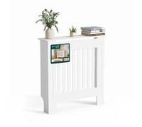 vounot® Cache-Radiateur à Lattes Verticales 78×19×82 cm Blanc | Bonne Circulation d'air, Tablette Supérieure, Découpe pour Plinths, Kit Anti-basculement, pour Salon Chambre Entrée ou Bureau