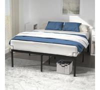 vounot® Cadre de Lit 140 x 190 cm en Métal Robuste avec Sommier à Lattes et Fixation Hauteur 36 cm avec Espace de Rangement pour Adultes et Adolescents Noir