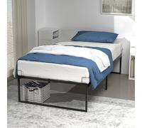 vounot® Cadre de Lit 90 x 190 cm en Métal Robuste avec Sommier à Lattes et Fixation Hauteur 36 cm avec Espace de Rangement pour Adultes et Adolescents Noir