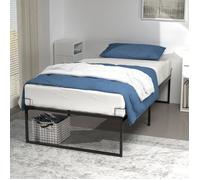 vounot® Lit 90 x 190 cm Cadre de Lit en Métal Robuste avec Dispositif de Fixation Sommier à Lattes Hauteur 36cm Rangement sous Le Lit Design pour Adultes et Adolescents Noir