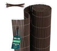 VOUNOT® Canisse Composite Ultra Renforcé Brise Vue Occultation en PVC Double Face avec Attaches de Fixation Clôture Résistante UV Intempéries pour Jardin Balcon Terrasse 100x300cm Couleur Osier