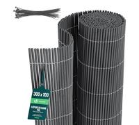 VOUNOT® Canisse Composite Ultra Renforcé Brise Vue Occultation en PVC Double Face avec Attaches de Fixation Clôture Résistante UV Intempéries pour Jardin Balcon Terrasse 100x300cm Anthracite