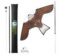 VOUNOT® Cerf Volant Effaroucheur Oiseaux Faucon Réaliste Répulsif Oiseaux Extérieur avec Mât Télescopique de 4m pour Protection de Jardin Potager Ferme Modèle B
