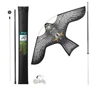 VOUNOT® Cerf Volant Effaroucheur Oiseaux Faucon Réaliste Répulsif Oiseaux Extérieur avec Mât Télescopique de 4m pour Protection de Jardin Potager Ferme Modèle C