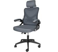 vounot® Chaise de Bureau Ergonomique Hauteur Ajustable avec Appuie-Tête et Accoudoir Réglables Fauteuil de Bureau Maille Respirante Dossier Coussin Confortable Gris