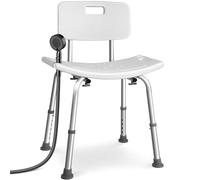 VOUNOT® Chaise de Douche avec Dossier Hauteur Réglable 70 à 83cm Siège de Douche Ergonomique avec Pieds Antidérapants pour Personnes Âgées Chaise de Bain Charge Max. 136kg Blanc