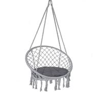 VOUNOT® Fauteuil Suspendu à Franges avec Coussins de Siège Confortables Ø80cm Chaise Balançoires pour Intérieur et Extérieur Siège Suspendu Gris