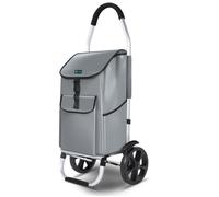 VOUNOT® Chariot de courses 2 en 1 pliable aluminium - caddie et diable - sac imperméable - 2 roues - gris