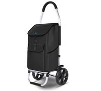VOUNOT® Chariot de courses 2 en 1 pliable aluminium - caddie et diable - sac imperméable - 2 roues - noir
