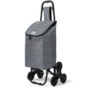 VOUNOT® Chariot de courses 2 en 1 pliable oxford - caddie et diable - sac imperméable - 6 roues monte escalier - gris