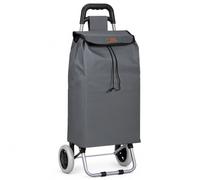 VOUNOT® Chariot de Courses 2 Roues Pliable Chariot de Marché 2 en 1 Caddie à roulettes Sac en Oxford avec Poche Zippée Montée d'Escalier 59L Gris Foncé