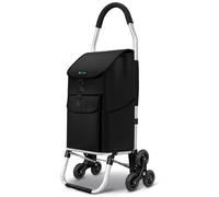 Vounot Chariot de courses 6 roues aluminium – Sac 2-en-1 étanche, pliable, montant escalier Noir 58L