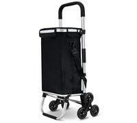 Vounot Chariot de courses 6 roues aluminium – 3 en 1, compartiment isotherme imperméable, 58 L noir