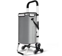 VOUNOT® Chariot de courses 58L 3 en 1 pliable aluminium, compartiment isotherme, sac imperméable, 6 roues monte escalier, gris