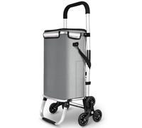 VOUNOT® Chariot de Courses 6 Roues en Aluminium avec Compartiment Impermeable Isotherme Caddie de Courses Pliable 3 en 1 Sac Chariot Montant Escalier Gris 58 L