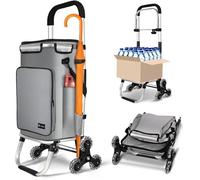 VOUNOT Chariot de Courses 6 Roues en Aluminium avec Compartiment Impermeable Isotherme et Crochets C CHARIOT DE NETTOYAGE DE VOIRIE