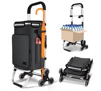 VOUNOT Chariot de Courses 6 Roues en Aluminium avec Compartiment Impermeable Isotherme et Crochets Caddie de Courses Pliable 3 en 1