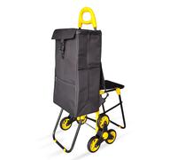 Chariot de courses pliable avec siege Jaune