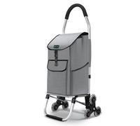VOUNOT® Chariot de Courses 6 Roues en Aluminium avec Compartiment Impermeable Caddie de Courses Pliable 2 en 1 Sac Chariot Montant Escalier Gris 58 L