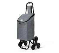 Chariot de courses pliable monte escalier style oxford gris