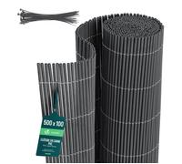 VOUNOT® Canisse Composite Ultra Renforcé Brise Vue Occultation en PVC Double Face avec Attaches de Fixation Clôture Résistante UV Intempéries pour Jardin Balcon Terrasse 100x500cm Anthracite