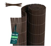 VOUNOT® Clôture en canisse PVC 100x500cm imitation osier marron