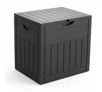vounot® Coffre de Rangement Extérieur 126L Boîte de Jardin Étanche Anti UV Couvercle Verrouillable avec Poignées Encastrées 56 x 43 x 53 cm pour Jardin Terrasse Balcon Piscine Effet Bois Noir