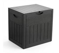 vounot® Coffre de Rangement Extérieur 126L Boîte de Jardin Étanche Anti UV Couvercle Verrouillable avec Poignées Encastrées 56 x 43 x 53 cm pour Jardin Terrasse Balcon Piscine Effet Polyrotin Noir