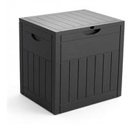 vounot® Coffre de Rangement Extérieur 126L Boîte de Jardin Étanche Anti UV Couvercle Verrouillable avec Poignées Encastrées 56 x 43 x 53 cm pour Jardin Terrasse Balcon Piscine Effet Bois Noir