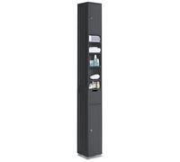 vounot® Meuble de Rangement Haut Armoire de Salle de Bain avec Etagère Réglable Tiroir et Armoires à Portes Meuble Colonne pour Chambre Salon Cuisine et Couloir 20x20x180cm Noir