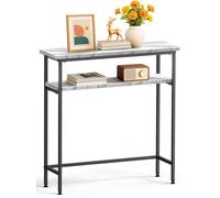 vounot® Table Console à 2 Niveaux Table d’Entrée en Métal et MDF Petite Table de Présentation Bout de Canapé pour Couloir Entrée Salon Bureau Chambre 80x24x80 cm Blanc