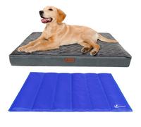 vounot® Coussin pour Chien Dehoussable en Mousse avec Tapis Refraichissant 2 en 1 Matelas Lit Lavable et Tapis de Refroidissement Panier Grande Taille 76x51x9cm