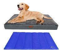 vounot® Coussin pour Chien Dehoussable en Mousse avec Tapis Refraichissant 2 en 1 Matelas Lit Lavable et Tapis de Refroidissement Panier Grande Taille 76x51x9cm