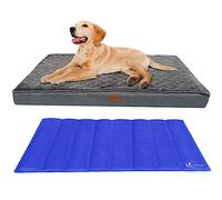 VOUNOT® Coussin pour Chien Dehoussable en Mousse avec Tapis Refraichissant 2 en 1 Matelas Lit Lavable et Tapis de Refroidissement Panier Grande Taille 115x81x9cm