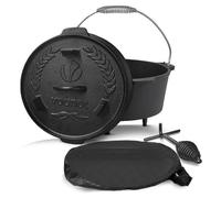 VOUNOT® Dutch Oven Cocotte Fonte 4,25L - Four Hollandais Casserole Marmite Pour Camping Barbecue - Sac de Transport Inclus