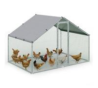 VOUNOT® Enclos poulailler en metal galvanise et grillage avec bache PE 300x200x200cm