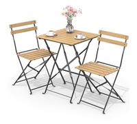 VOUNOT® Ensemble bistro extérieur 1 table 2 chaises bois