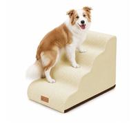 VOUNOT® Escalier pour chien et chat à 4 marches en mousse haute densité - antidérapante déhoussable lavable - 72x40x50cm beige
