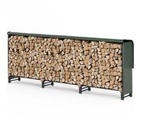 VOUNOT Étagère à bûches en métal avec couvercle étanche Vert 300 x 115 x 40 cm