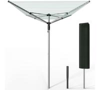 vounot® Etendoir à Linge Extérieur Rotatif 4 Bras Séchoir Parapluie Grande Surface D'Étendage 45M Séchoir à Linge avec Housse de Protection Piquet de Sol Argent Vert