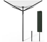 vounot® Etendoir à Linge Extérieur Rotatif 4 Bras Séchoir Parapluie Grande Surface D'Étendage 45M Séchoir à Linge avec Housse de Protection Piquet de Sol Noir Gris