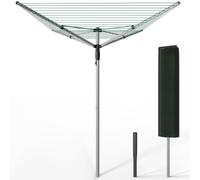 vounot® Etendoir à Linge Extérieur Rotatif 4 Bras Séchoir Parapluie Grande Surface D'Étendage 50M Séchoir à Linge avec Housse de Protection Piquet de Sol Argent Vert
