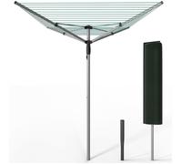 vounot® Etendoir à Linge Extérieur Rotatif 4 Bras Séchoir Parapluie Grande Surface D'Étendage 45M Séchoir à Linge avec Housse de Protection Piquet de Sol Argent Vert